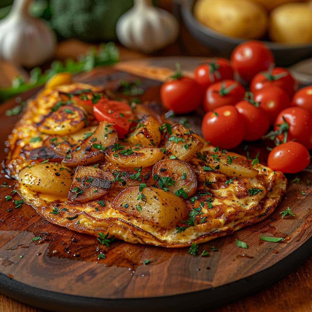 Omelette aux pommes de terre sautées